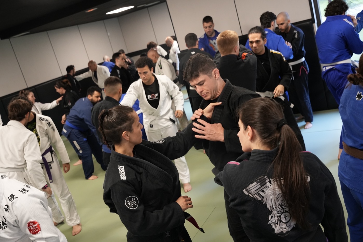 Práctica en grupo de Jiu-Jitsu en el tatami de NEKO